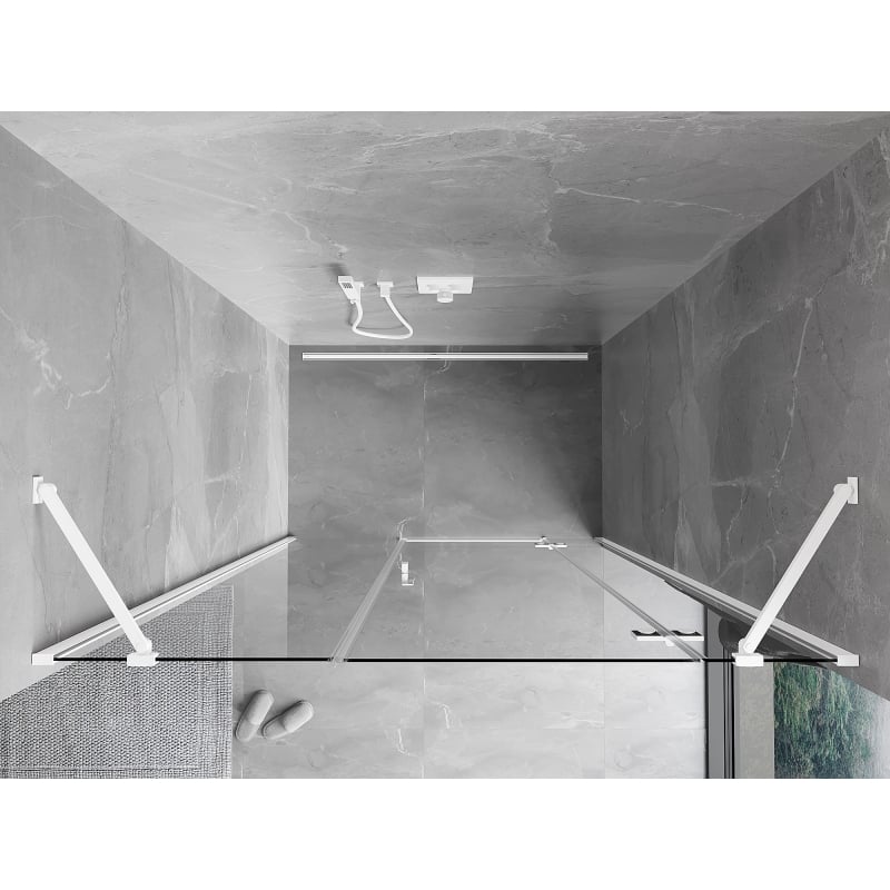 Mexen Mist-H porte de douche pivotante droite 160 cm, transparente, blanche - 8A5-160-001-20-00-P