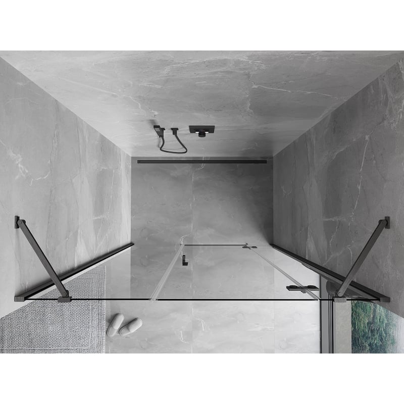 Mexen Mist-H porte de douche pivotante droite 145 cm, transparente, gris fusil brossé - 8A5-145-001-66-00-P