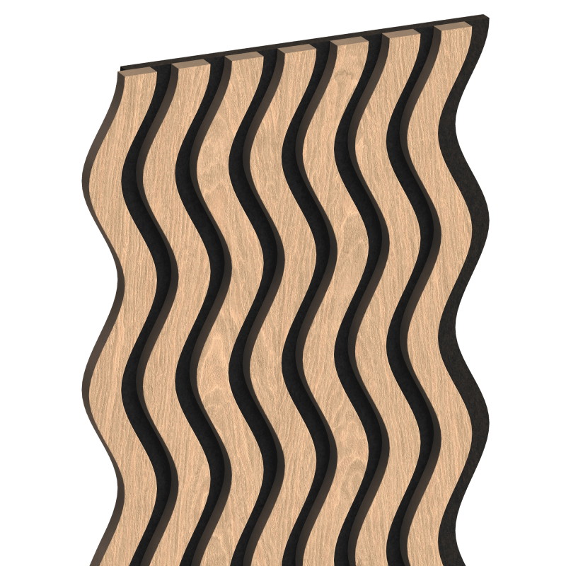 Mexen Lam-SF 02 lames murales acoustiques 280 x 30 cm, feutre 9 mm, placage technique, Chêne blanchi - S106-280-02-040