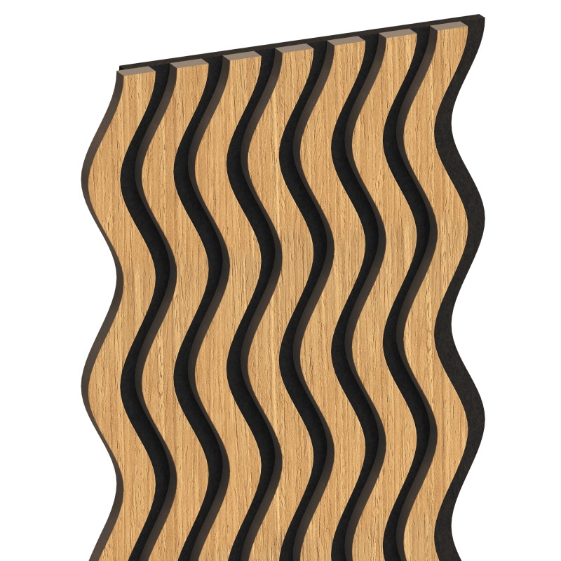 Mexen Lam-SF 02 lamelles murales acoustiques 280 x 30 cm, feutre 9 mm, placage technique, Chêne Classique - S106-280-02-041