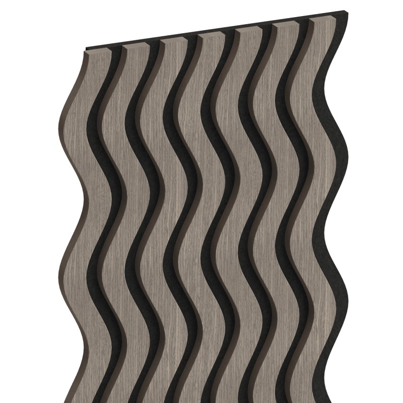 Mexen Lam-SF 02 lamelles murales acoustiques 280 x 30 cm, feutre 9 mm, placage technique, Chêne Gris - S106-280-02-043