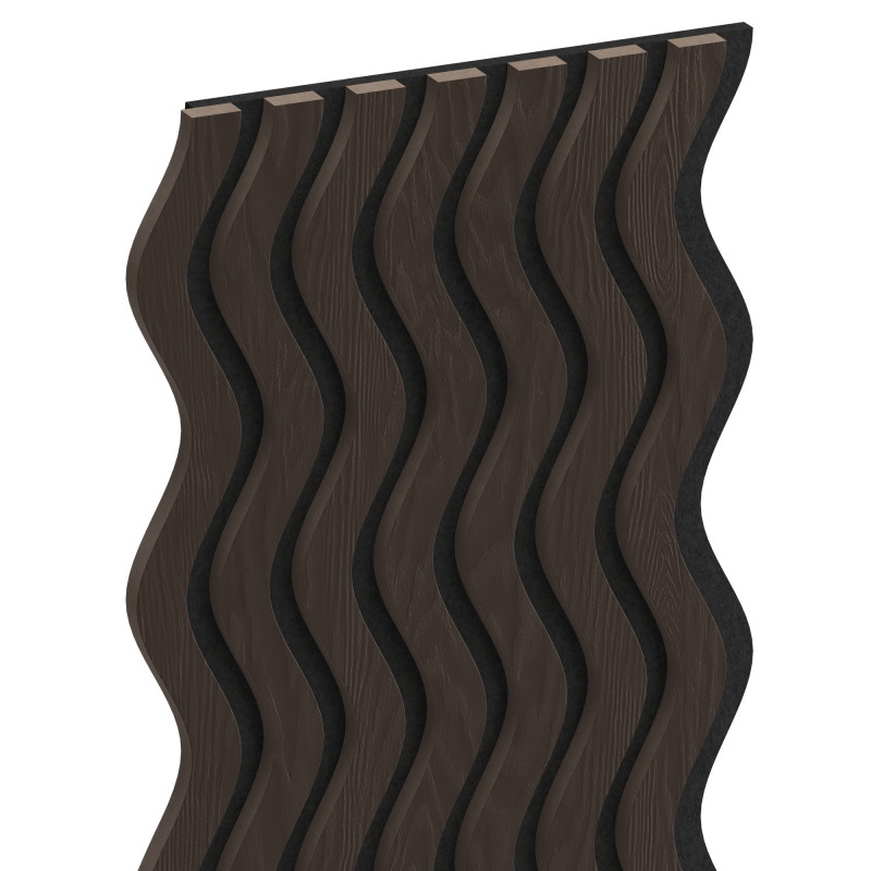 Mexen Lam-SF 02 lames murales acoustiques 280 x 30 cm, feutre 9 mm, placage technique, Chêne Noir - S106-280-02-046