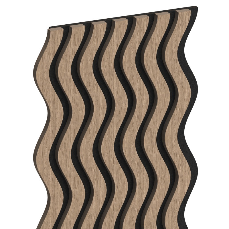 Mexen Lam-SF 02 Lames murales acoustiques 280 x 30 cm, feutre 9 mm, placage technique, Noyer Clair - S106-280-02-047