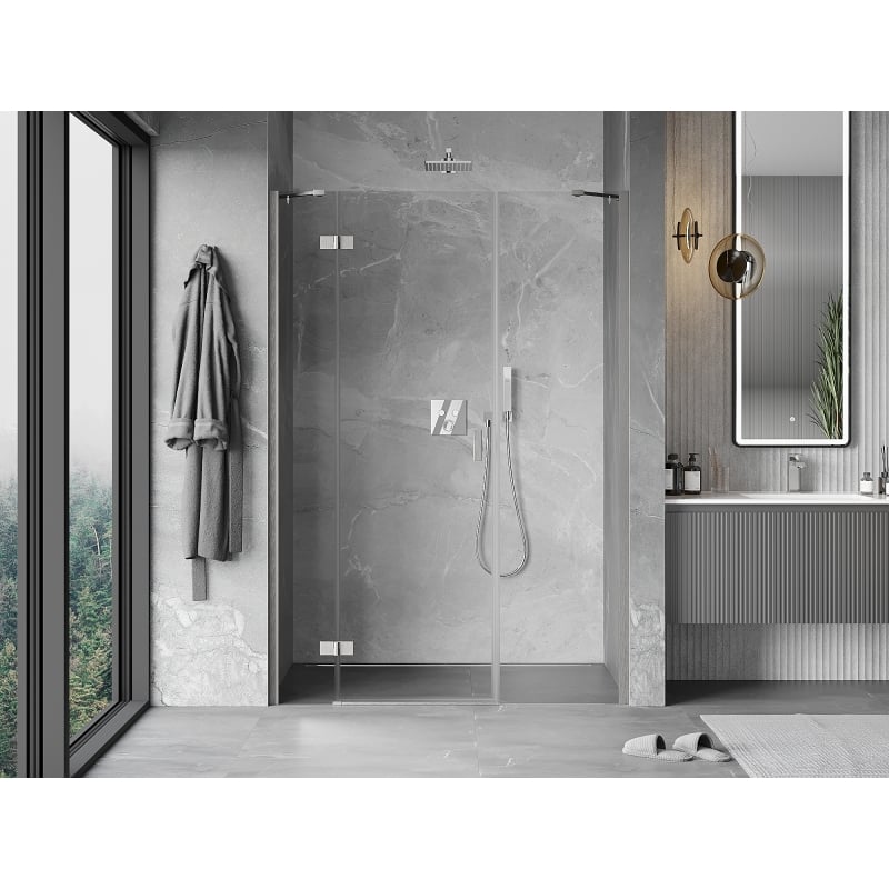 Mexen Mist-H porte de douche pivotante gauche 130 cm, transparent, nickel brossé - 8A5-130-001-97-00-L