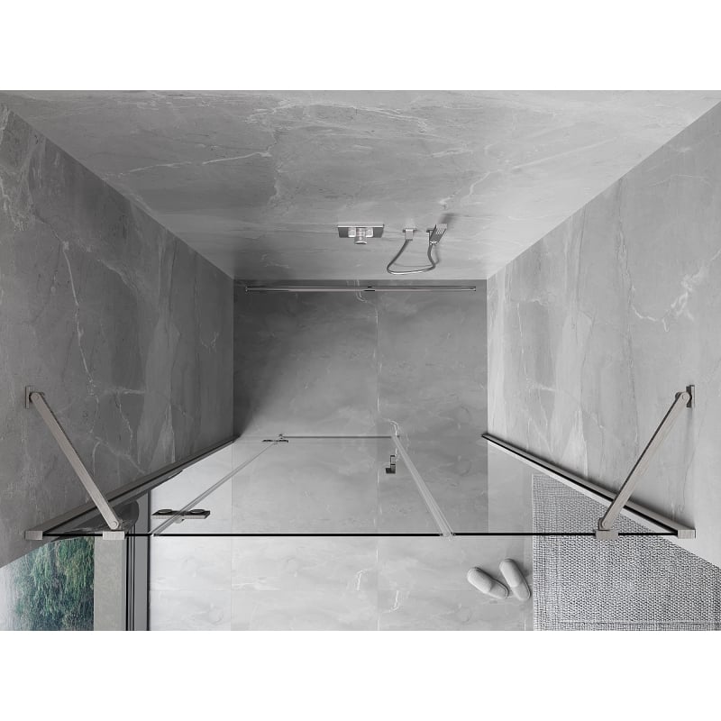 Mexen Mist-H porte de douche pivotante gauche 145 cm, transparent, nickel brossé - 8A5-145-001-97-00-L