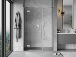 Mexen Mist-H porte de douche pivotante gauche 150 cm, transparent, nickel brossé - 8A5-150-001-97-00-L