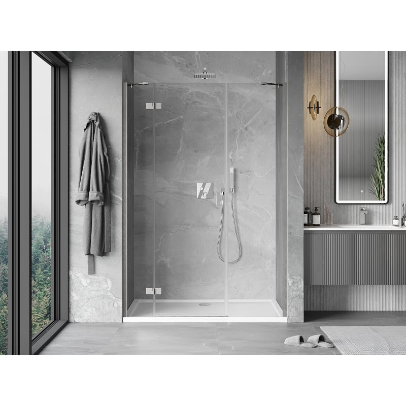 Mexen Mist-H porte de douche pivotante gauche 155 cm, transparent, nickel brossé - 8A5-155-001-97-00-L