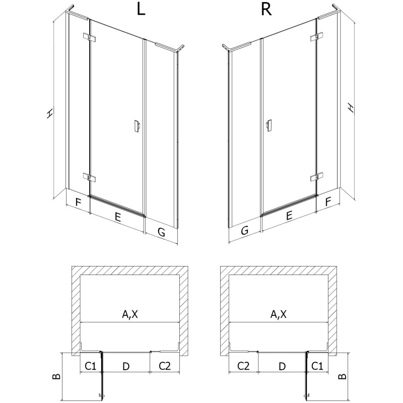 Mexen Mist-H L porte de douche pivotante gauche 120 cm, transparente, blanche - 8A5L-120-001-20-00-L