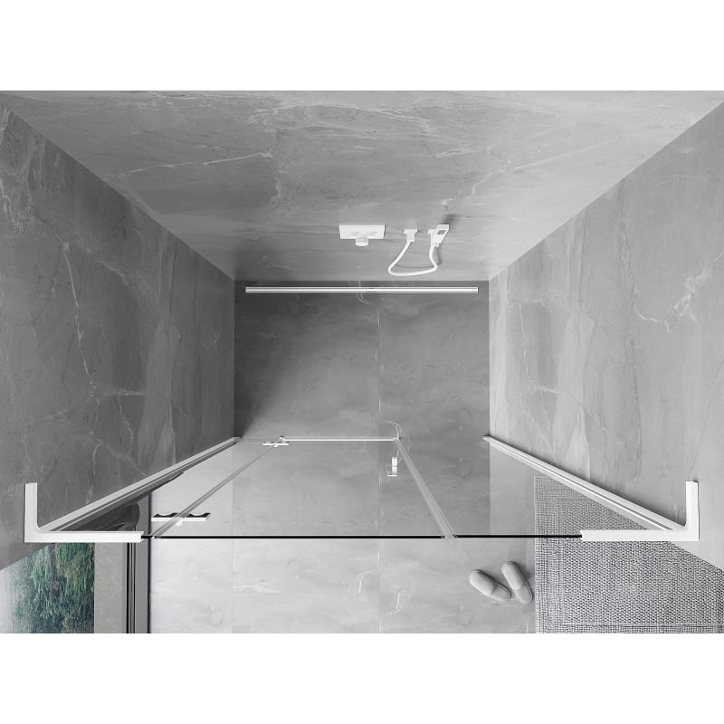 Mexen Mist-H L porte de douche battante gauche 150 cm, transparente, blanche - 8A5L-150-001-20-00-L