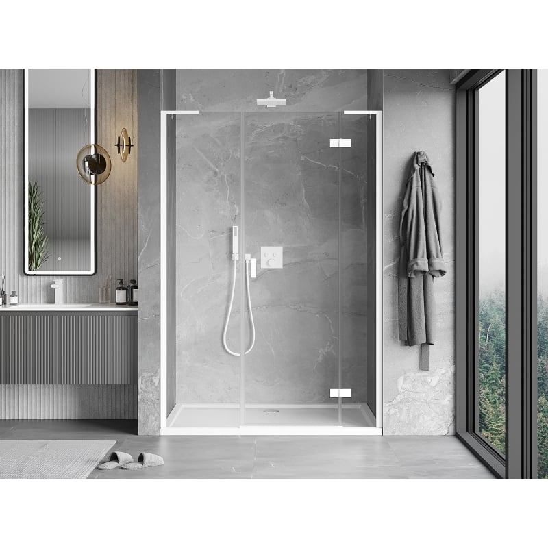 Mexen Mist-H L porte de douche pivotante droite 120 cm, transparente, blanche - 8A5L-120-001-20-00-P