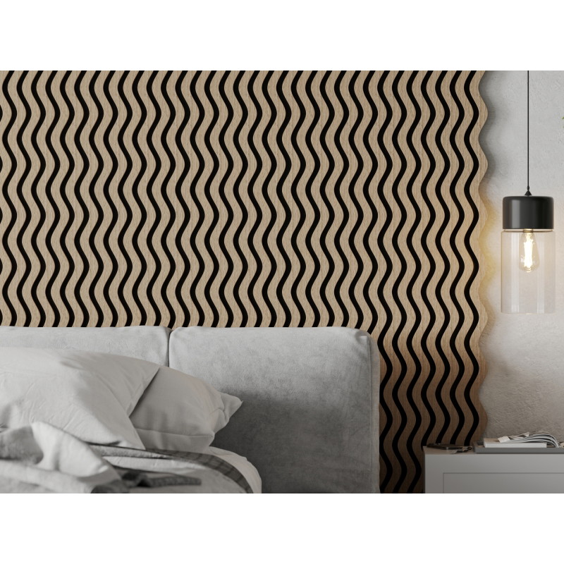 Mexen Lam-SF 02 Lames murales acoustiques 280 x 30 cm, feutre 9 mm, placage technique, Noyer Clair - S106-280-02-047