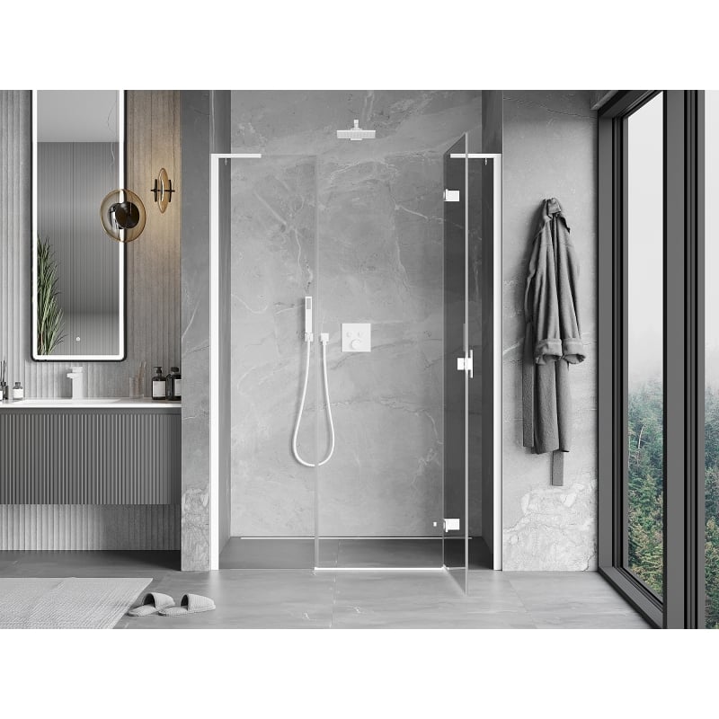 Mexen Mist-H L porte de douche pivotante droite 125 cm, transparent, blanc - 8A5L-125-001-20-00-P