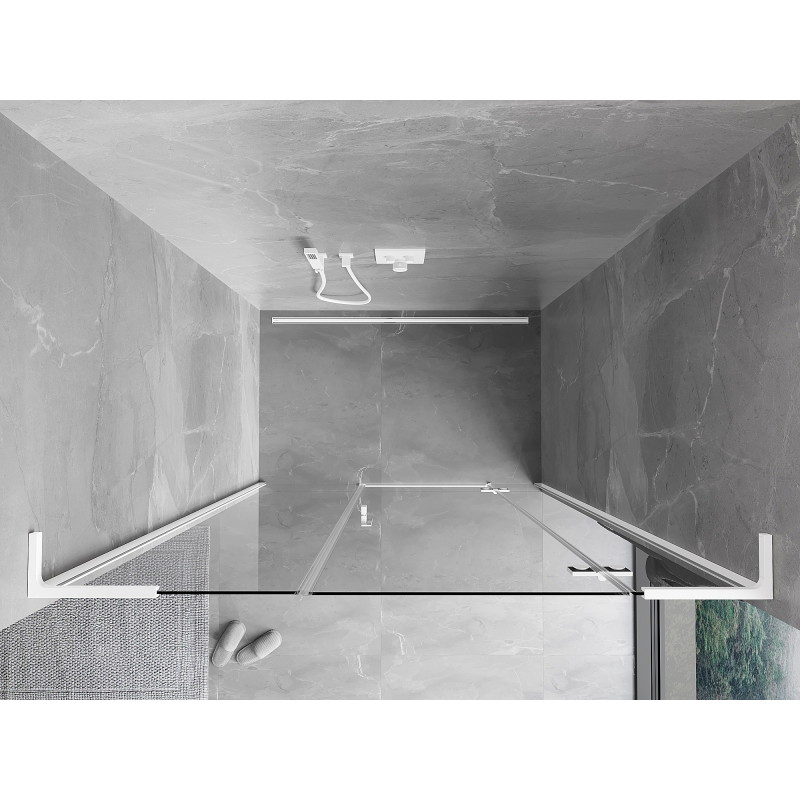 Mexen Mist-H L portes de douche pivotantes à droite 150 cm, transparent, blanc - 8A5L-150-001-20-00-P