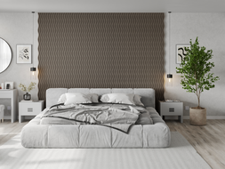 Mexen Lam-SF 01 lames murales acoustiques 280 x 30 cm, feutre 9 mm, placage technique, Chêne Gris - S106-280-01-043