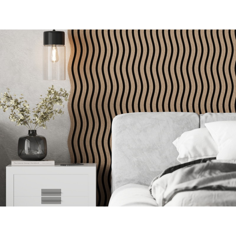 Mexen Lam-SF 01 lamelles murales acoustiques 280 x 30 cm, feutre 9 mm, placage technique, Noix Clair - S106-280-01-047