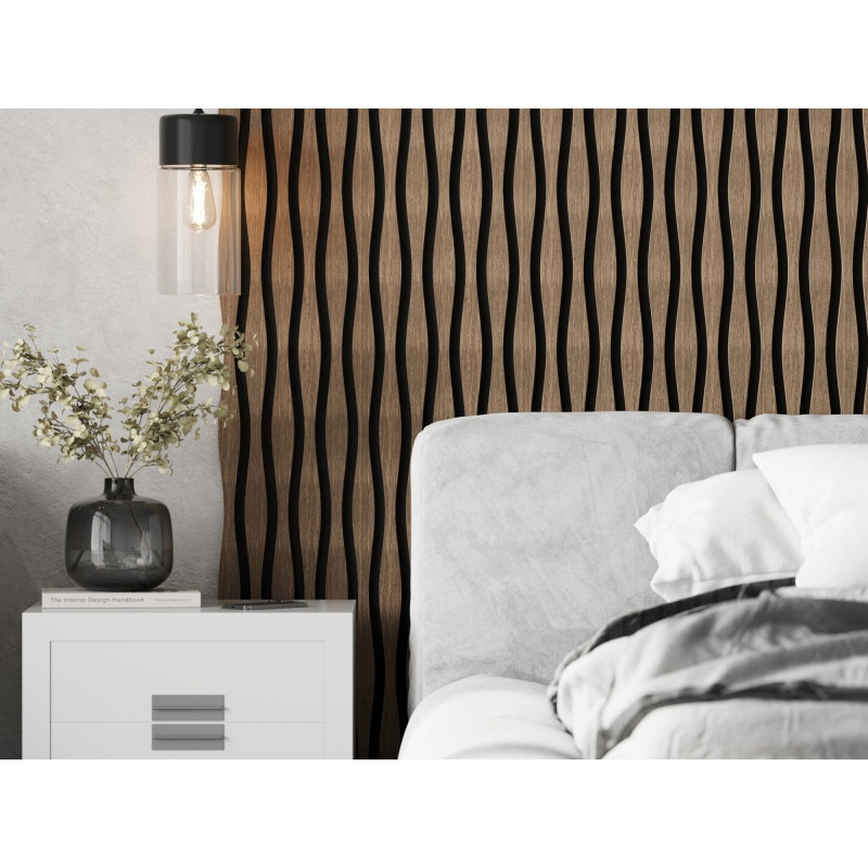 Mexen Lam-SF 01 Lam-SF 26 lames murales acoustiques 280 x 30 cm, feutre 9 mm, placage technique, Noyer Foncé - S106-280-26-044