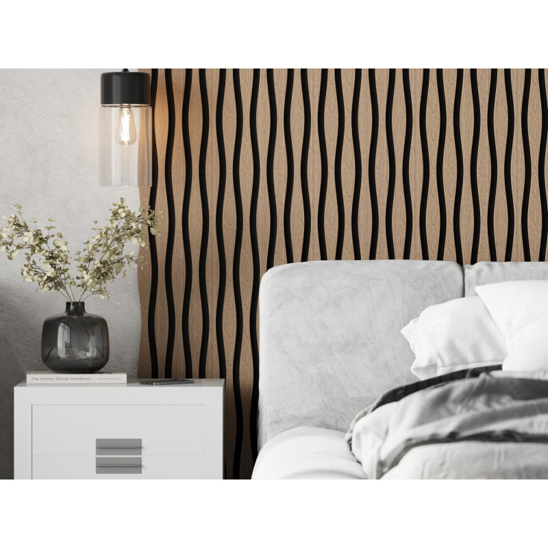 Mexen Lam-SF 01 Lam-SF 26 lamelles murales acoustiques 280 x 30 cm, feutre 9 mm, placage technique, Noyer Clair