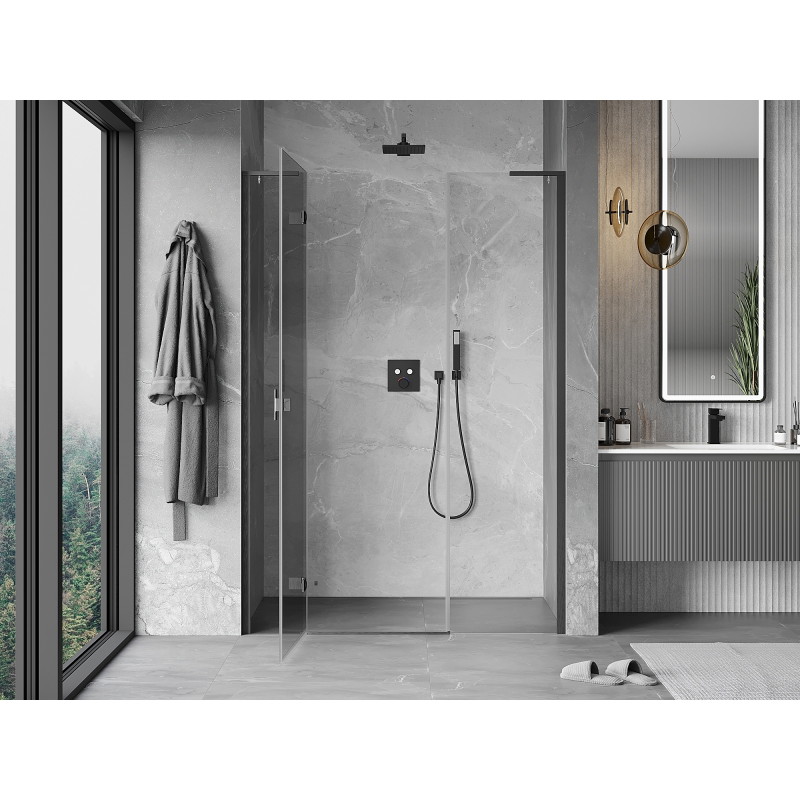 Mexen Mist-H L porte de douche pivotante gauche 135 cm, transparent, gris fusil brossé - 8A5L-135-001-66-00-L