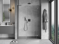 Mexen Mist-H L porte de douche pivotante droite 120 cm, transparente, gris canon brossé - 8A5L-120-001-66-00-P