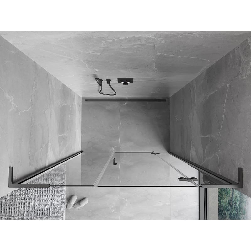 Mexen Mist-H L porte de douche battante droite 135 cm, transparent, métal canon - 8A5L-135-001-95-00-P