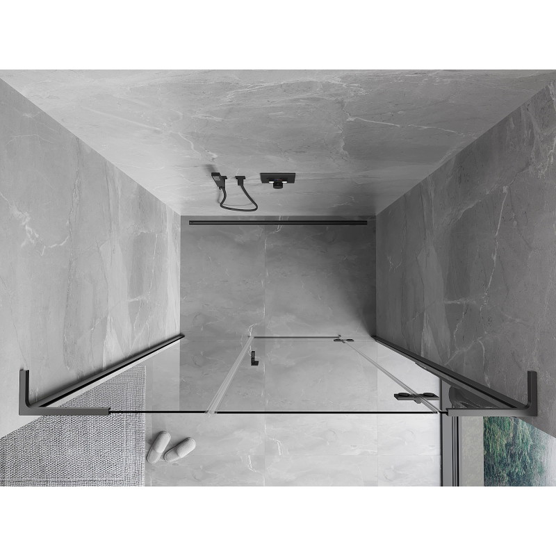 Mexen Mist-H L porte de douche pivotante droite 150 cm, transparent, métal canon - 8A5L-150-001-95-00-P