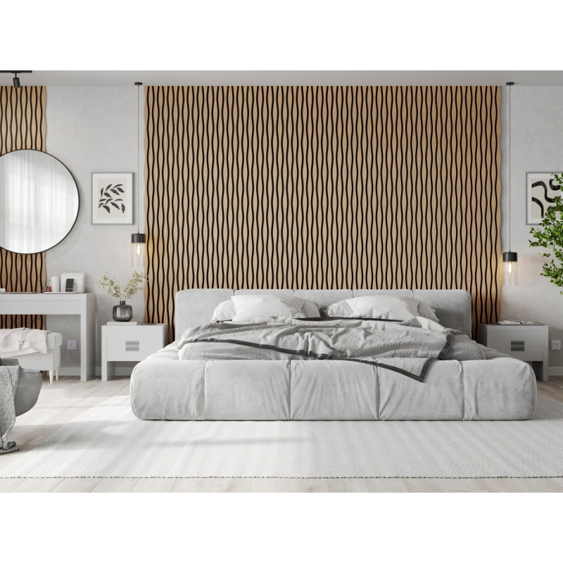 Mexen Lam-SF 01 Lam-SF 26 lamelles murales acoustiques 280 x 30 cm, feutre 9 mm, placage technique, Chêne Blanchi