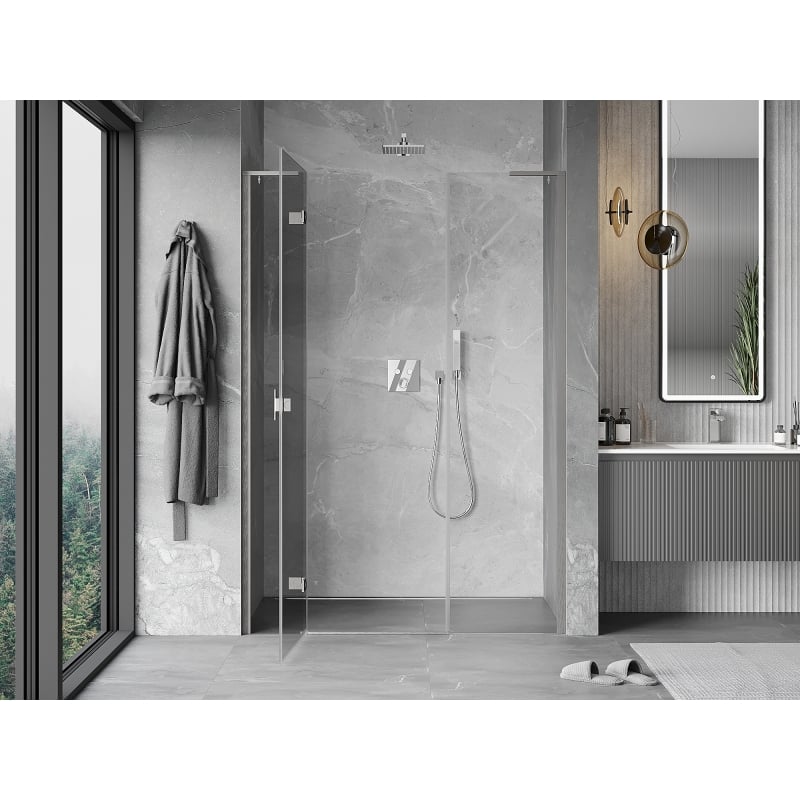 Mexen Mist-H L porte de douche pivotante gauche 140 cm, transparent, nickel brossé - 8A5L-140-001-97-00-L