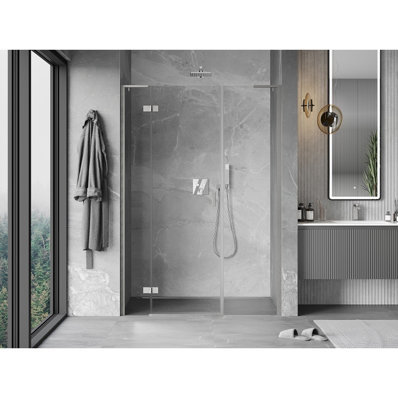 Mexen Mist-H L porte de douche battante gauche 155 cm, transparente, nickel brossé - 8A5L-155-001-97-00-L