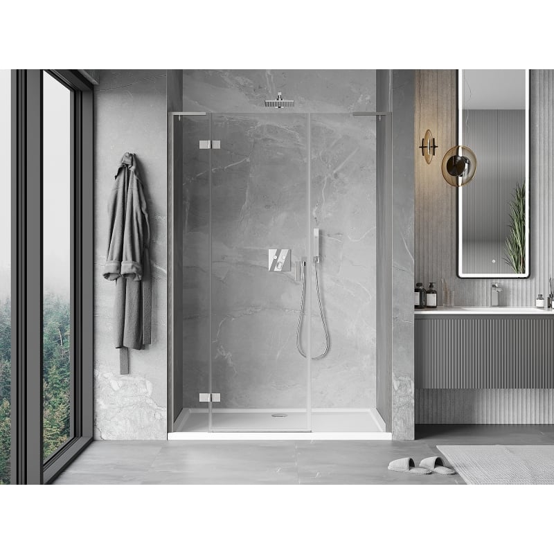Mexen Mist-H L porte de douche battante gauche 155 cm, transparente, nickel brossé - 8A5L-155-001-97-00-L