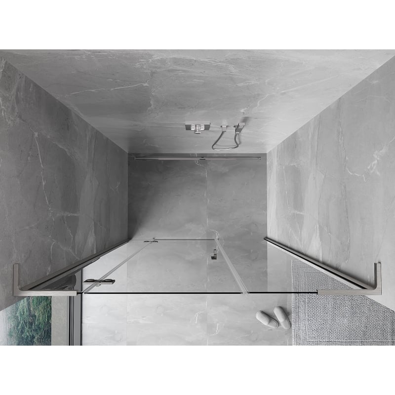 Mexen Mist-H L porte de douche battante gauche 155 cm, transparente, nickel brossé - 8A5L-155-001-97-00-L