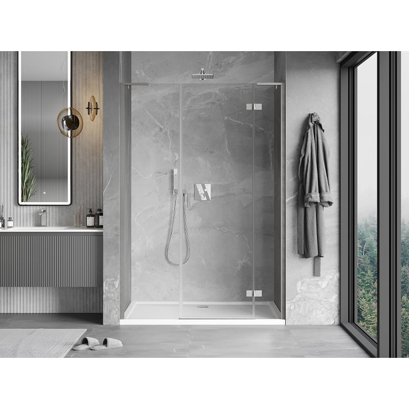 Mexen Mist-H L porte de douche pivotante droite 125 cm, transparent, nickel brossé - 8A5L-125-001-97-00-P