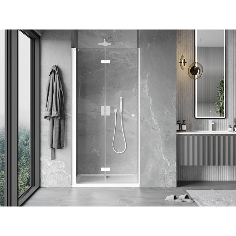 Mexen Mist-F porte de douche pliante gauche 60 cm, transparent, blanc - 8A6-060-000-20-00-L