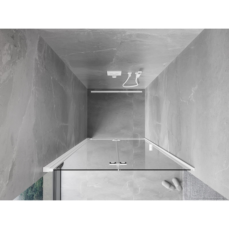 Mexen Mist-F porte de douche pliante gauche 80 cm, transparente, blanche - 8A6-080-000-20-00-L