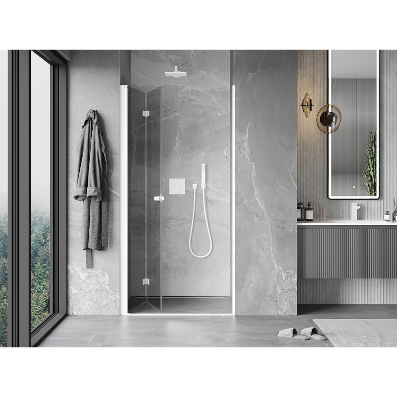 Mexen Mist-F porte de douche pliante gauche 100 cm, transparente, blanche - 8A6-100-000-20-00-L