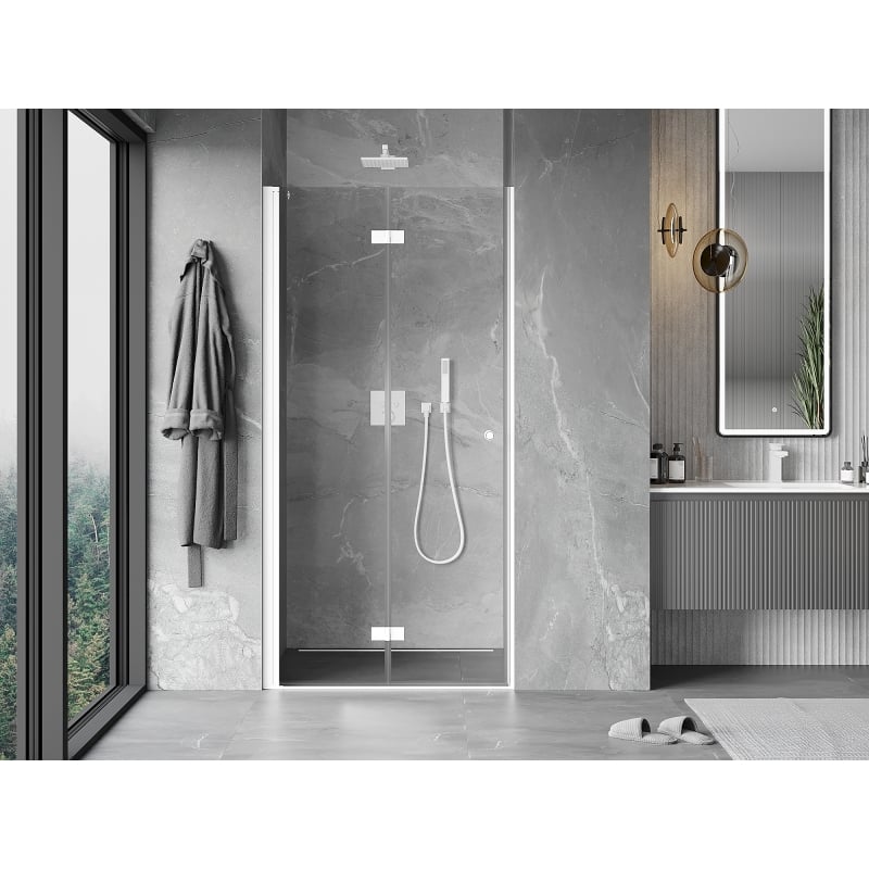 Mexen Mist-F porte de douche pliante gauche 115 cm, transparent, blanc - 8A6-115-000-20-00-L