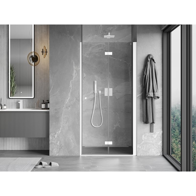 Mexen Mist-F porte de douche pliante droite 60 cm, transparent, blanc - 8A6-060-000-20-00-P