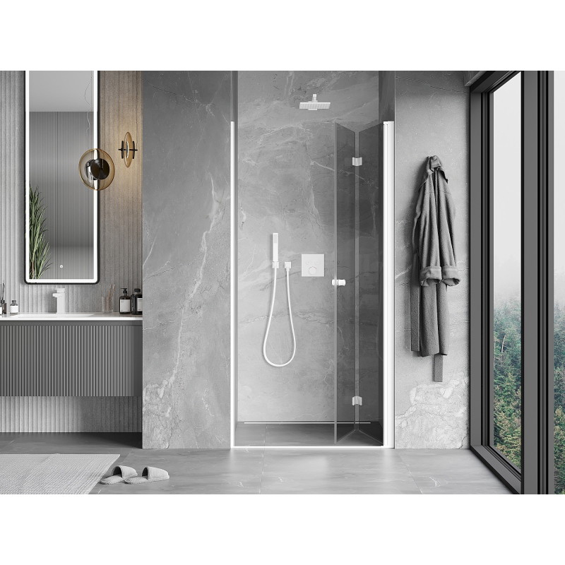 Mexen Mist-F porte de douche pliante droite 80 cm, transparent, blanc - 8A6-080-000-20-00-P