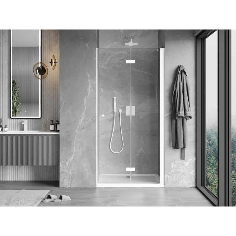 Mexen Mist-F porte de douche pliante droite 105 cm, transparent, blanc - 8A6-105-000-20-00-P