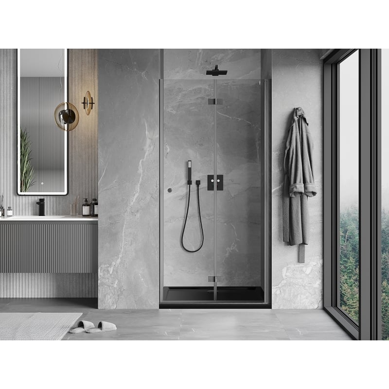 Mexen Mist-F porte de douche pliante droite 80 cm, transparent, gris pistolet brossé - 8A6-080-000-66-00-P