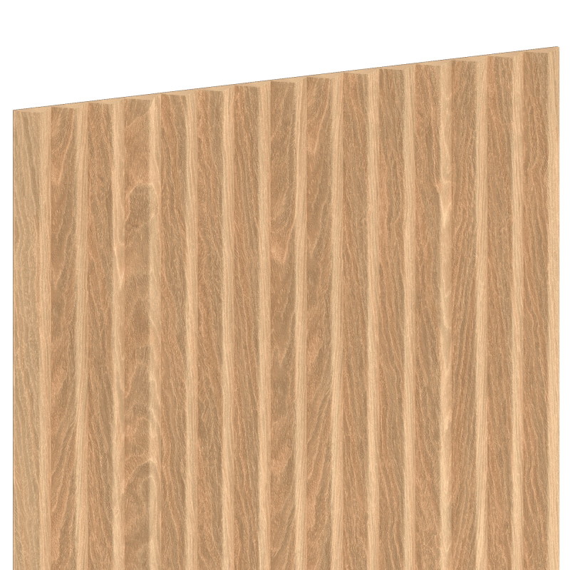 Mexen Ovalo 01 lames murales rainurées flexibles 280 x 36 cm, placage technique, Chêne Blanchi - S130-280-01-040