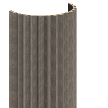 Mexen Ovalo 01 lameaux murales rainurées flexibles 280 x 36 cm, placage technique, Chêne Gris - S130-280-01-043
