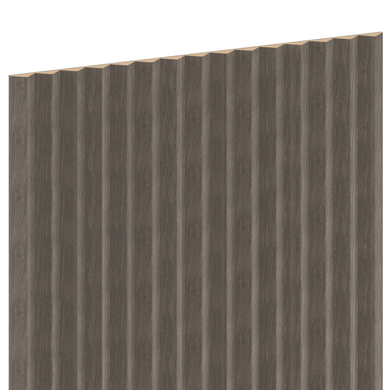 Mexen Ovalo 01 lameaux murales rainurées flexibles 280 x 36 cm, placage technique, Chêne Gris - S130-280-01-043