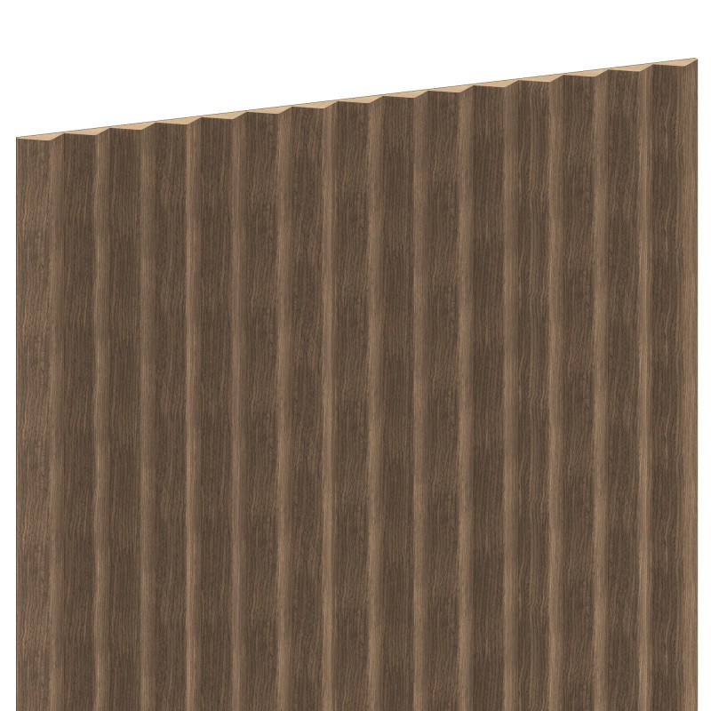 Mexen Ovalo 01 lames murales rainurées flexibles 280 x 36 cm, placage technique, Noyer Foncé - S130-280-01-044