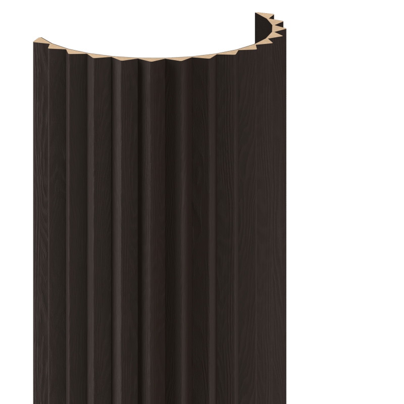Mexen Ovalo 01 lames murales rainurées flexibles 280 x 36 cm, placage technique, Chêne Noir - S130-280-01-046