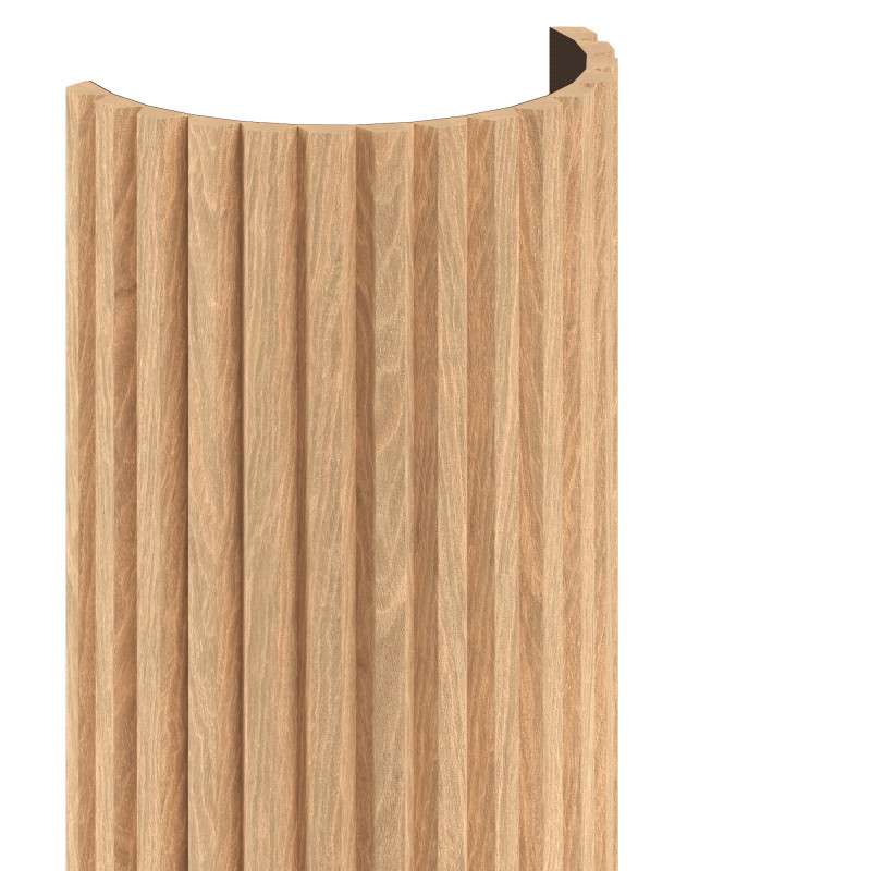 Mexen Ovalo 02 lamelles murales rainurées flexibles 280 x 36 cm, placage technique, Chêne blanchi - S130-280-02-040