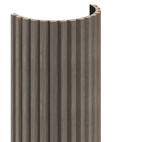 Mexen Ovalo 02 lames murales rainurées flexibles 280 x 36 cm, placage technique, Chêne Gris - S130-280-02-043
