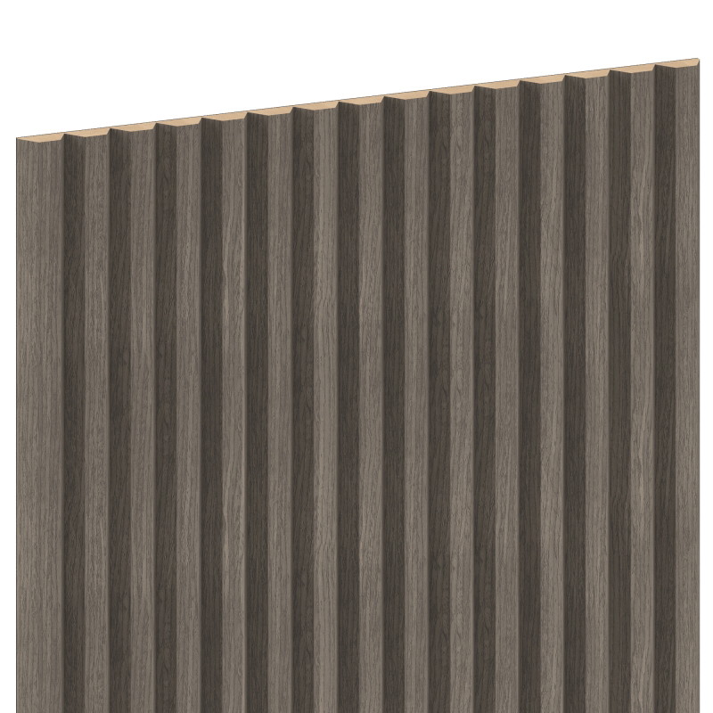 Mexen Ovalo 02 lames murales rainurées flexibles 280 x 36 cm, placage technique, Chêne Gris - S130-280-02-043