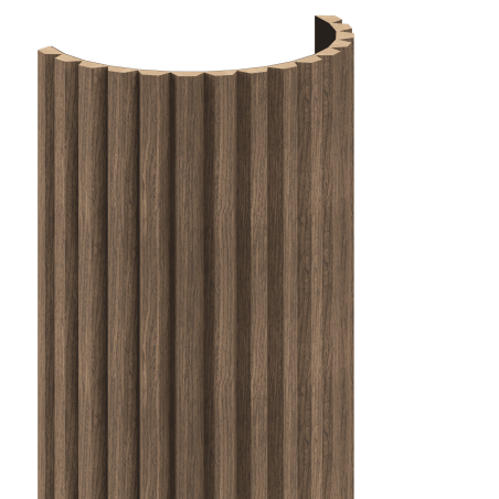 Mexen Ovalo 02 lamelles murales rainurées flexibles 280 x 36 cm, placage technique, Noyer Foncé - S130-280-02-044