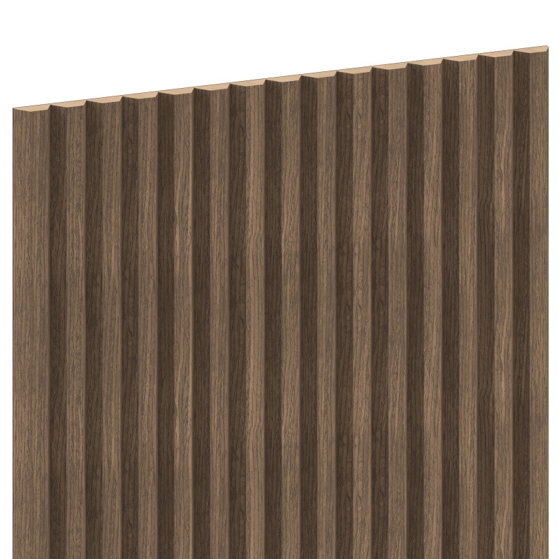 Mexen Ovalo 02 lamelles murales rainurées flexibles 280 x 36 cm, placage technique, Noyer Foncé - S130-280-02-044