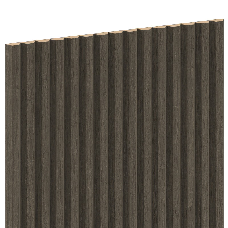 Mexen Ovalo 02 lattes murales rainurés flexibles 280 x 36 cm, placage technique, Chêne Mocca - S130-280-02-045